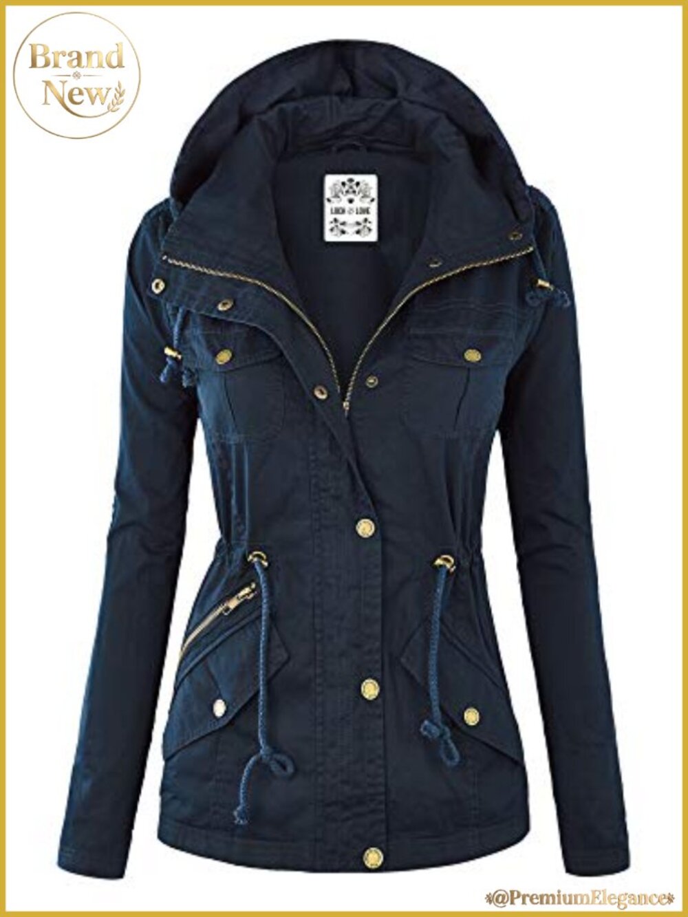 Women's Military Anorak Jacket, Lightweight Detachable Hood Safari Utility